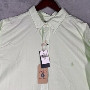 Polo Ralph Lauren Shirt Mens 2XLT 2XL Tall Green Mineral Dyed Button Down Oxford